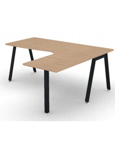 Workstation Dx con gamba autoportante e gambe inclinate - piano melaminico spessore mm 25 - Colori a scelta - cm 180x160x74h