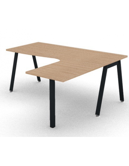 Workstation Dx con gamba autoportante e gambe inclinate - piano melaminico spessore mm 25 - Colori a scelta - cm 180x160x74h