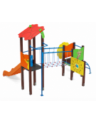 Torre doppia (1 con tetto), struttura in plastica riciclata - scivolo in polietilene - cm 423x368x317h
