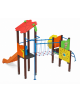 Torre doppia (1 con tetto), struttura in plastica riciclata - scivolo in polietilene - cm 423x368x317h