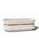 Fioriera ovale in cemento calcestruzzo - colore Bianco pietra - con fascia color rame - cm 130x60x65h - Conforme ai CAM