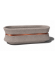 Fioriera ovale in cemento calcestruzzo colore Bianco sabbiato - con fascia color rame - cm 130x60x65h - Conforme ai CAM