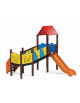 Baby Villaggio, 2 torri con pali in plastica riciclata, scivolo in polietilene - scala in lamiera - cm 395x370x330h