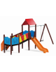 Baby vilaggio, 2 torri con pali in plastica riciclata, scivolo in polietilene - altalena 1 posto - cm 426x646x330h