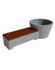 Panchina con fioriera tonda in cemento colore Grigio pietra - seduta rivestita in legno - cm 230x129x100h - Conforme ai CAM