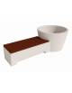 Panchina con fioriera tonda in cemento colore Bianco pietra - seduta rivestita in legno - cm 230x129x100h - Conforme ai CAM