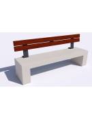 Panchina in cemento con sostegni spessore cm 19 - colore Bianco pietra - schienale in legno - cm 220x60x90h - Conforme ai CAM