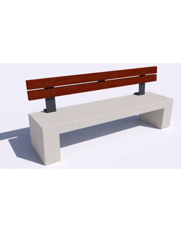 Panchina in cemento con sostegni spessore cm 19 - colore Bianco pietra - schienale in legno - cm 220x60x90h - Conforme ai CAM