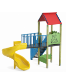 Torre con tetto e scivolo in polietilene rotazionale elicoidale e tetto - cm 261x388x360h