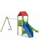 Torre con scivolo in polietilene rotazionale e tetto, 1 altalena - cm 588x483x360h