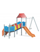 Baby vilaggio, 2 torri con pali in alluminio, scivolo in polietilene - altalena 1 posto - cm 426x646x330h