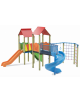 Mini villaggio con palestra, 2 torri e 2 scivoli di cui 1 elicoidale, 1 palestrina - cm 639x622x360h