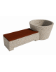 Panchina con fioriera tonda in cemento colore Grigio sabbiato - seduta rivestita in legno - cm 230x129x100h - Conforme ai CAM