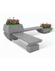 Panchina angolare con 2 sedute e 2 fioriere quadrate in cemento calcestruzzo colore Grigio pietra - cm 300x300x92h - CAM