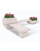 Panchina angolare con 2 sedute e 2 fioriere quadrate in cemento calcestruzzo colore Bianco pietra - cm 300x300x92h - CAM