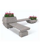 Panchina angolare con 2 sedute e 2 fioriere quadrate in cemento calcestruzzo colore Grigio travertino - cm 300x300x92h - CAM
