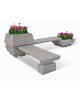 Panchina angolare con 2 sedute e 2 fioriere quadrate in cemento calcestruzzo colore Grigio travertino - cm 300x300x92h - CAM