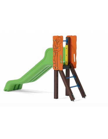 Scivolo scaly Sali&scendi con pali in alluminio rifiniti in legno dark e scivolo in polietilene rotazionale - cm 285x68x176h