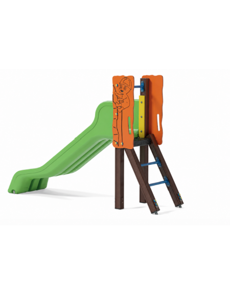 Scivolo scaly Sali&scendi con pali in alluminio rifiniti in legno dark e scivolo in polietilene rotazionale - cm 285x68x176h