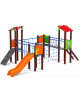 Villaggio con 4 torri (2 con tetto), struttura in plastica riciclata, scivolo in polietilene e arrampicata - cm 680x370x317h