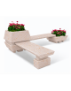 Panchina angolare con 2 sedute e 2 fioriere quadrate in cemento calcestruzzo colore Bianco travertino - cm 300x300x92h - CAM