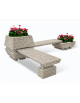 Panchina angolare con 2 sedute e 2 fioriere quadrate in cemento calcestruzzo colore Grigio sabbiato - cm 300x300x92h - CAM