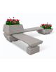 Panchina angolare con 2 sedute e 2 fioriere quadrate in cemento calcestruzzo colore Bianco sabbiato - cm 300x300x92h - CAM