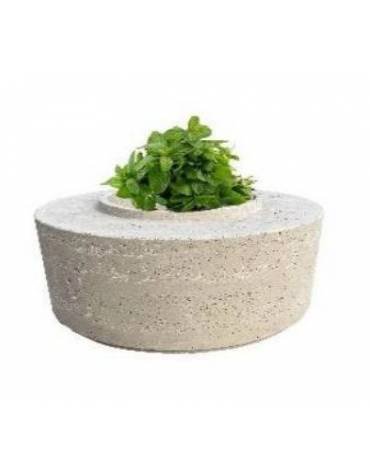 Panchina tonda circolare con fioriera centrale, in cemento calcestruzzo - colore Grigio pietra - cm Ø 120x54h