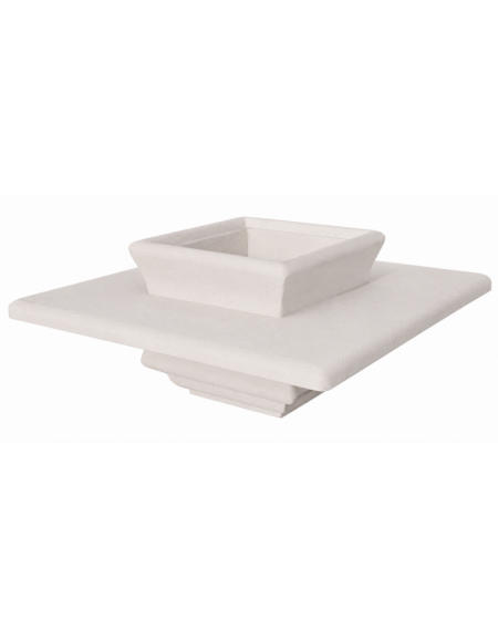 Panchina quadrata in cemento calcestruzzo con fioriera centrale - colore Bianco pietra - cm 168x168x65h - Conforme ai CAM