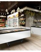 Isola vetrata negativa vetri piani scorrevoli con luce a Led - Refrigerazione statica -18° -25°C - cm 254,4x96,4x82,6h