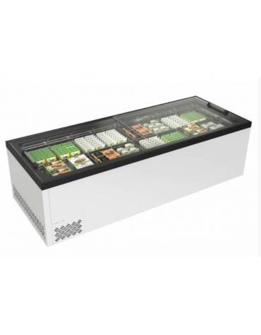 Isola vetrata negativa vetri piani scorrevoli con luce a Led - Refrigerazione statica -18° -25°C - cm 254,4x96,4x82,6h