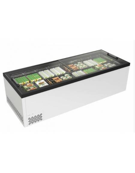 Isola vetrata negativa vetri piani scorrevoli con luce a Led - Refrigerazione statica -18° -25°C - cm 254,4x96,4x82,6h