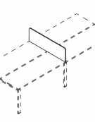 Schermo sagomato trasversale per benches, in melaminico, spessore 18 mm - Colori a Scelta - cm 145x18x35h