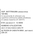 Maxi Villaggio attrezzato, 5 torri con pali in legno di pino - 3 scivoli in polietilene - cm 875x1275x360h