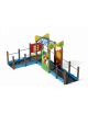 Percorso inclusivo galleria con struttura in alluminio rifinita in legno light - Pannelli decorativi in HDPE - cm 310x485x224h