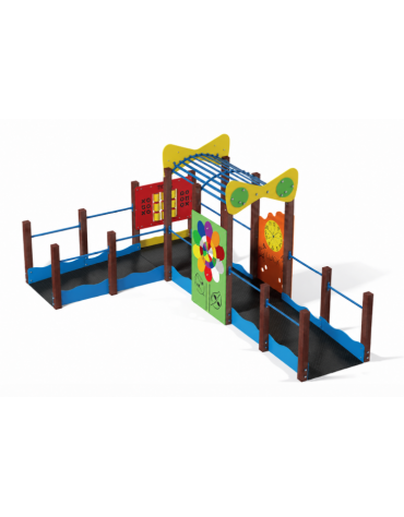 Percorso inclusivo galleria con struttura in plastica riciclata - Pannelli decorativi in HDPE - cm 310x485x224h