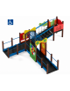 Percorso inclusivo con pali in plastica riciclata - scivolo in polietilene rotazionale h 90 cm - cm 623x692x224h