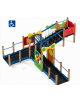 Percorso inclusivo con pali in legno termotrattato - scivolo in polietilene rotazionale h 90 cm - cm 623x692x224h