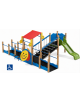 Percorso inclusivo con pali in legno termotrattato - scivolo in polietilene rotazionale h 90 cm - cm 485x610x247h