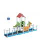 Mini villaggio attrezzato inclusivo con pali in alluminio - scivolo in polietilene h 90 cm - cm 454x610x320h