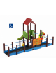 Mini villaggio attrezzato inclusivo con pali in plastica riciclata - scivolo in polietilene - cm 454x610x320h