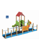 Mini villaggio attrezzato inclusivo con pali in legno termotrattato - scivolo in polietilene - cm 454x610x320h