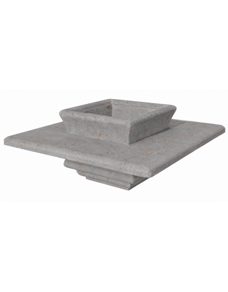 Panchina quadrata in cemento calcestruzzo con fioriera centrale - colore Grigio travertino - cm 168x168x65h - Conforme ai CAM