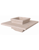 Panchina quadrata in cemento calcestruzzo con fioriera centrale - colore Bianco travertino - cm 168x168x65h - Conforme ai CAM