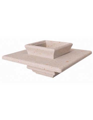Panchina quadrata in cemento calcestruzzo con fioriera centrale - colore Bianco travertino - cm 168x168x65h - Conforme ai CAM