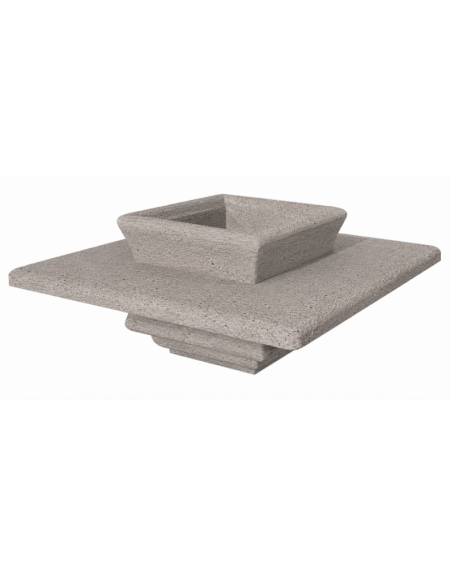 Panchina quadrata in cemento calcestruzzo con fioriera centrale - colore Bianco sabbiato - cm 168x168x65h - Conforme ai CAM