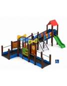 Baby Villaggio inclusivo con pali in plastica riciclata - 2 scivoli in polietilene rotazionale - cm 693x880x334h