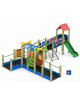 Baby Villaggio inclusivo con pali di legno di pino - 2 scivoli in polietilene rotazionale - cm 693x880x334h
