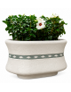 Fioriera ovale in cemento calcestruzzo colore Bianco pietra - con greca decorativa - cm 130x60x65h - Conforme ai CAM
