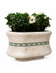 Fioriera ovale in cemento calcestruzzo colore Bianco travertino - con greca decorativa - cm 130x60x65h - Conforme ai CAM